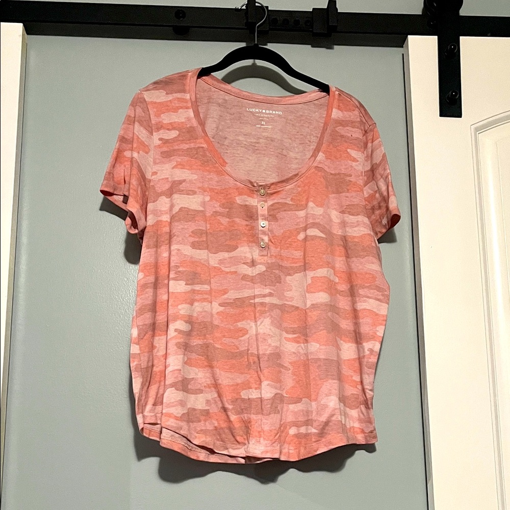 Lucky Brand Pink Polo T-Shirt Relaxed Fit
